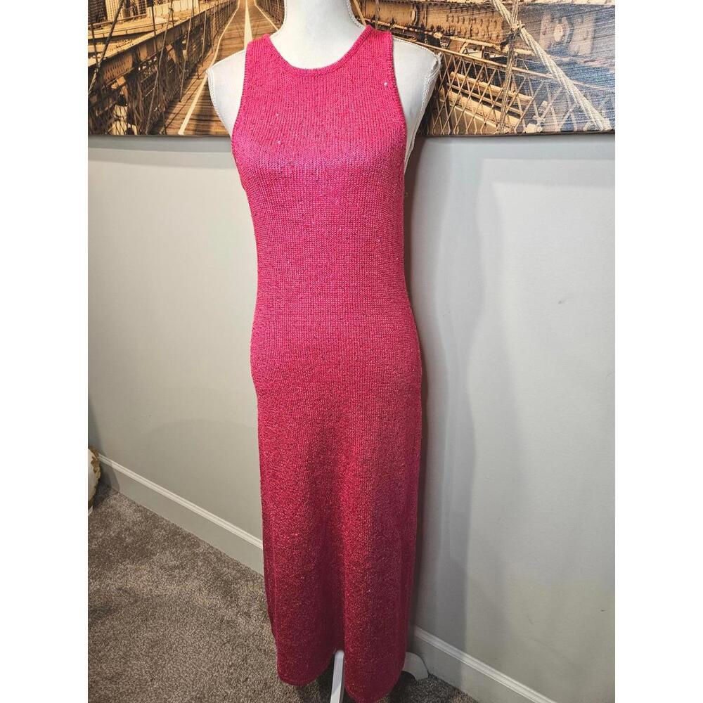 House of Harlow 1960 Pink Sequined Knit Sleeveless Maxi Dress